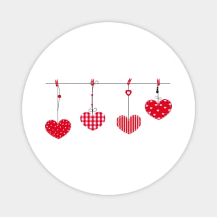 Hanging red hearts Magnet